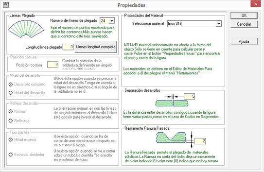 Propiedades del trazado. Lineas de plegado